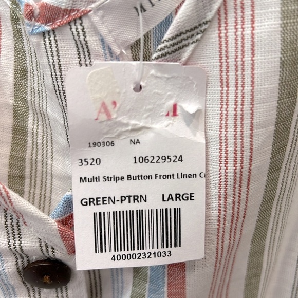 A’ GACI Mind Code Striped Adjustable Flowy Button Front Sleeveless Tank - Picture 3 of 10